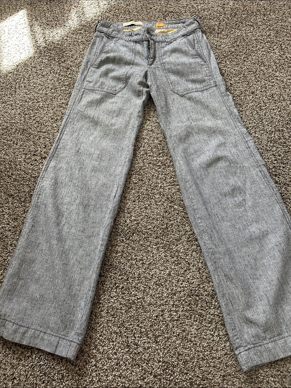 Pilcro and the Letterpress Light Gray Wide-Leg Linen-Blend Pants